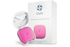 Livia Menstrual Pain Relief Device, Pink - Period Pain Off Switch - Portable and Travel-Ready with Stick-on Gel Pads for Cram