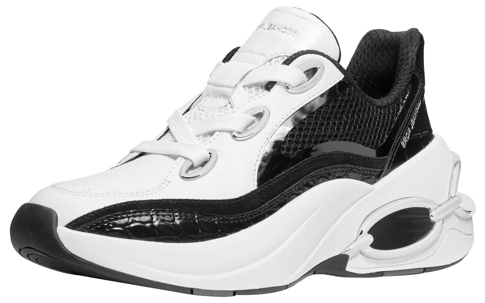 Michael Kors Women’s Toni Trainer, Black/Opticwht, 10