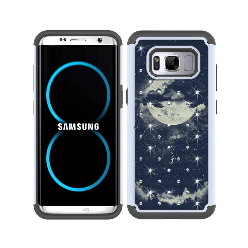 S8 Case, MagicSky [Shock Absorption] Studded Rhinestone Bling Hybrid Dual Layer Armor Defender Protective Case Cover For Samsung Galaxy S8 (Night Sky)