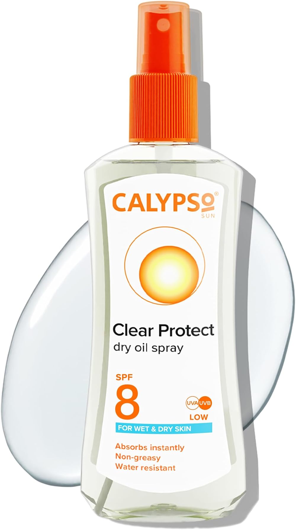 Calypso Wet Skin Dry Oil Spray SPF8 200ml Water Resistant UVA UVB Sunscreen