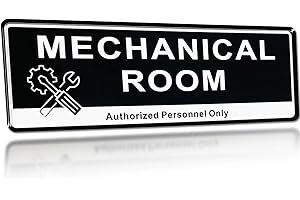 Door Sign,RAMIEYOO Acrylic Authorized Personnel Only Signs for Door,Black and White - 9"x 3" (Mechanical Room)