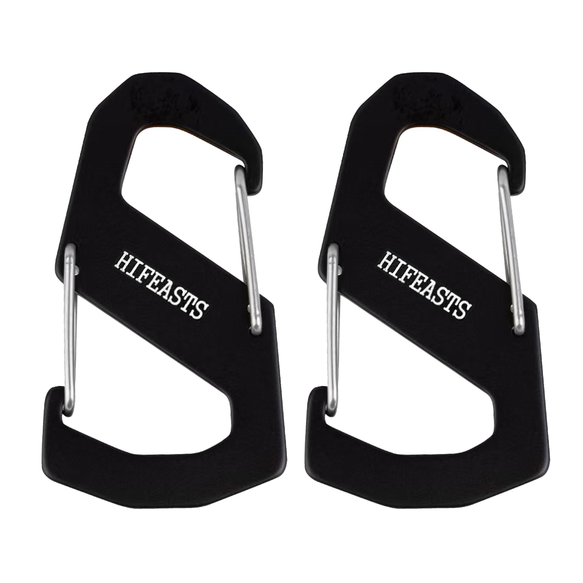 Photo 1 of S-Shaped Double-Sided Aluminum Carabiner for Backpack, Camping, Fishing, Outdoor Sports (2PCS Black)