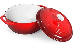 magicplux Dutch Oven Pot with Lid, Enameled Cast Iron Dutch Oven 6 Quart, Cast Iron Pot for Cooking, Red
