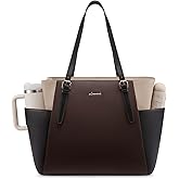 LOVEVOOK Laptop Tote Bag for Women With Large Cup Holder, Leather Work Tote Bag for Women,15.6 Inch Professional Computer Briefcase Business Teacher Commuter Shoulder Bag,Office Travel Gift
