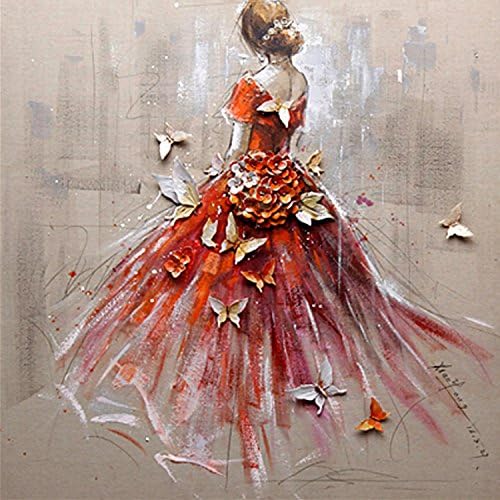 DIY 5D Diamond Painting by Number Kit For Adult, Full Drill Diamond Cross Stitch Embroidery Kit Art Craft Canvas for Home Wall Decor-Back Girl