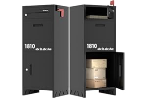 AZARSD Package Delivery Boxes for Outside, Parcel Drop Boxes with Lock, Custom Address Stickers Package Drop Boxes for Outside is Weatherproof,Package Delivery Box for Porch,Need to Install (14.5*17.5*43 in)