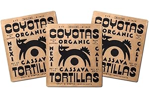 COYOTAS Organic Cassava Tortillas MEDIUM 6-INCH (8 Tortillas Per Pack) (3 Packs Included)