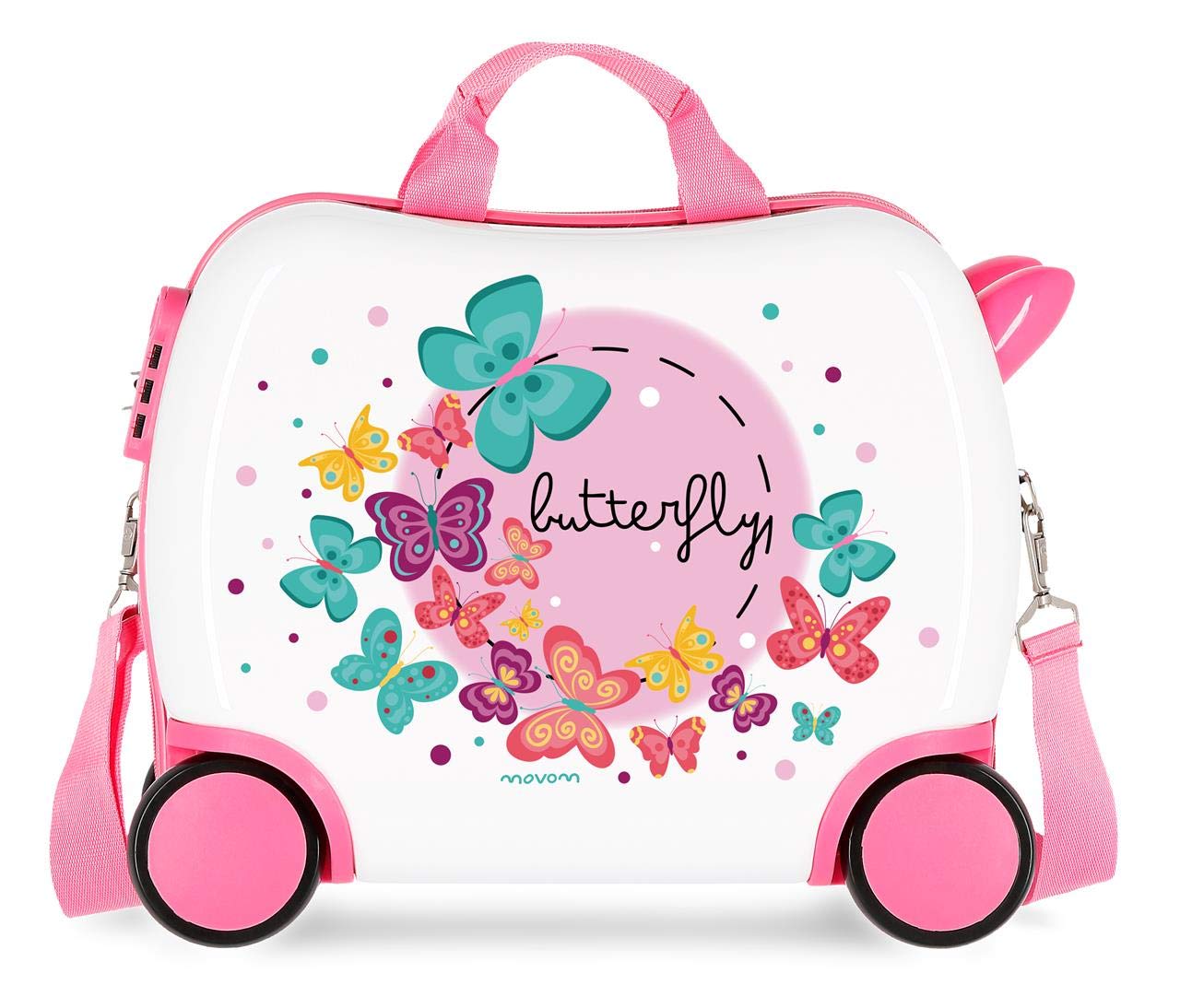 MOVOM Happy Time Kid's Rolling Suitcase, Multicolour (Butterfly), 41 centimeters
