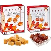Canada Maple Syrup Candy (140g) & Cream Fudge (200g) Bundle – Made with Pure Canadian Maple Syrup – Individually Wrapped Swee