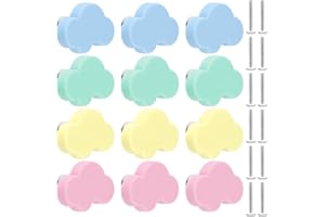 Geelin 12 Pcs Silicone Cloud Shape Cabinet Knobs with Screws Soft Cabinet Handle Pulls Cartoon Dresser Knobs for Girls Boy Kids Baby Nursery Kitchen Door Drawer Closets Cupboards, 4 Morandi Color