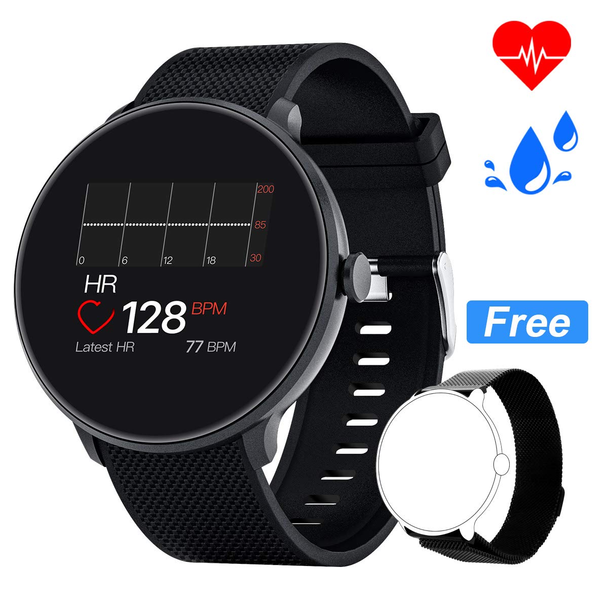 Bebinca Smartwatch Reloj Inteligente con Cronómetro, Pulsera ...