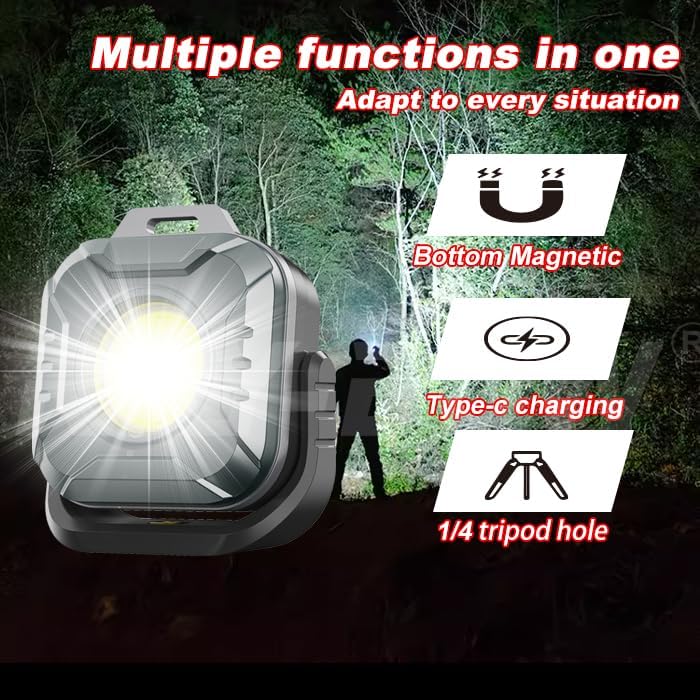 Rechargeable Magnetic Work Light, 1000 Lumens Mini Flashlight Outdoor LED Torch Light, Portable Magnetic Flashlight Inspection Light, Waterproof for Car Repair, Camping, Emergency & Job Site Lighting