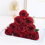 Veryhome 10 Pcs Artificial Silk Roses 8CM Single Stem Blooming Wedding Bouquet view 2