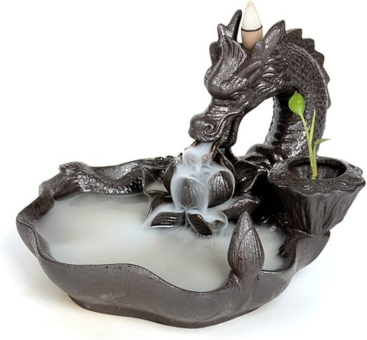 Amazon 倒流香 香炉 お香ホルダー 流川香 香炉用品 セラミック 置物 陶芸 開運 風水 龍 24 15 Cm 仏壇用香炉 オンライン通販