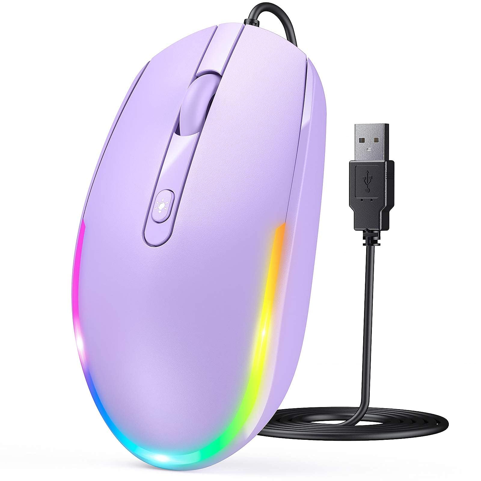 Photo 1 of seenda Wired Mouse - USB Computer Mice Wired with RGB Backlit Optical LED Mouse with Attached USB Cord for Laptops Notebooks Chromebook - Purple
