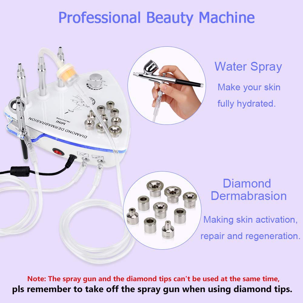 Diamond Microdermabrasion Machine with Spray Gun, MYSWEETY 65-70cmHg Suction Power Professional Dermabrasion Machine & Water Spray Exfoliation Facial Beauty Machine Skin Care Equipment for Home Use: Beauty
