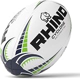 Rhino Cyclone Rugby Ball White Size 5 Hand Stitched Three-Ply Latex Bladder view 1