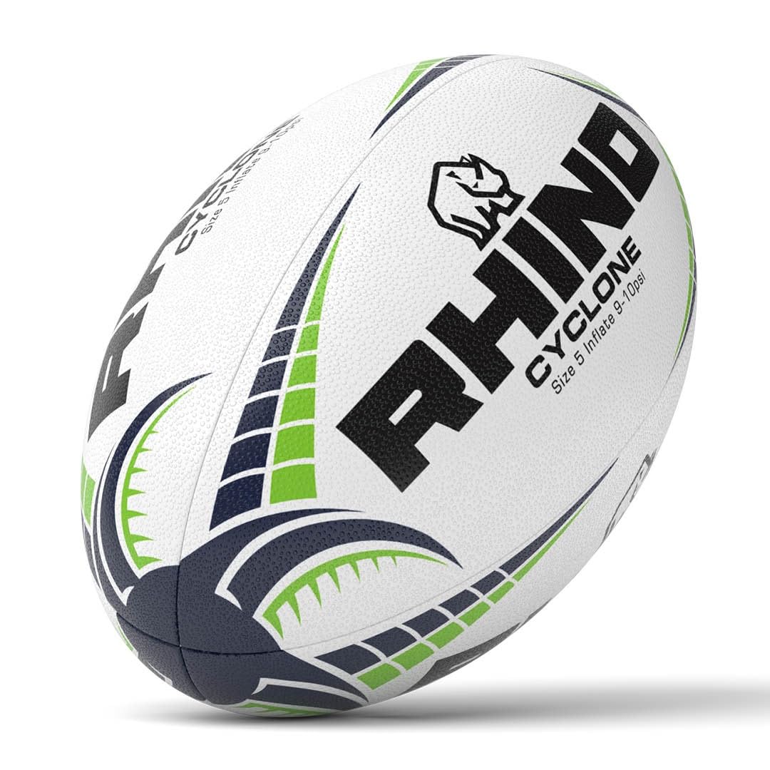 Rhino Cyclone Rugby Ball, White, Size 3 — image 1