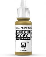 Vallejo Model Color Metallic Old Gold 17 ml Acrylic Paint Eyedropper Brush view 1