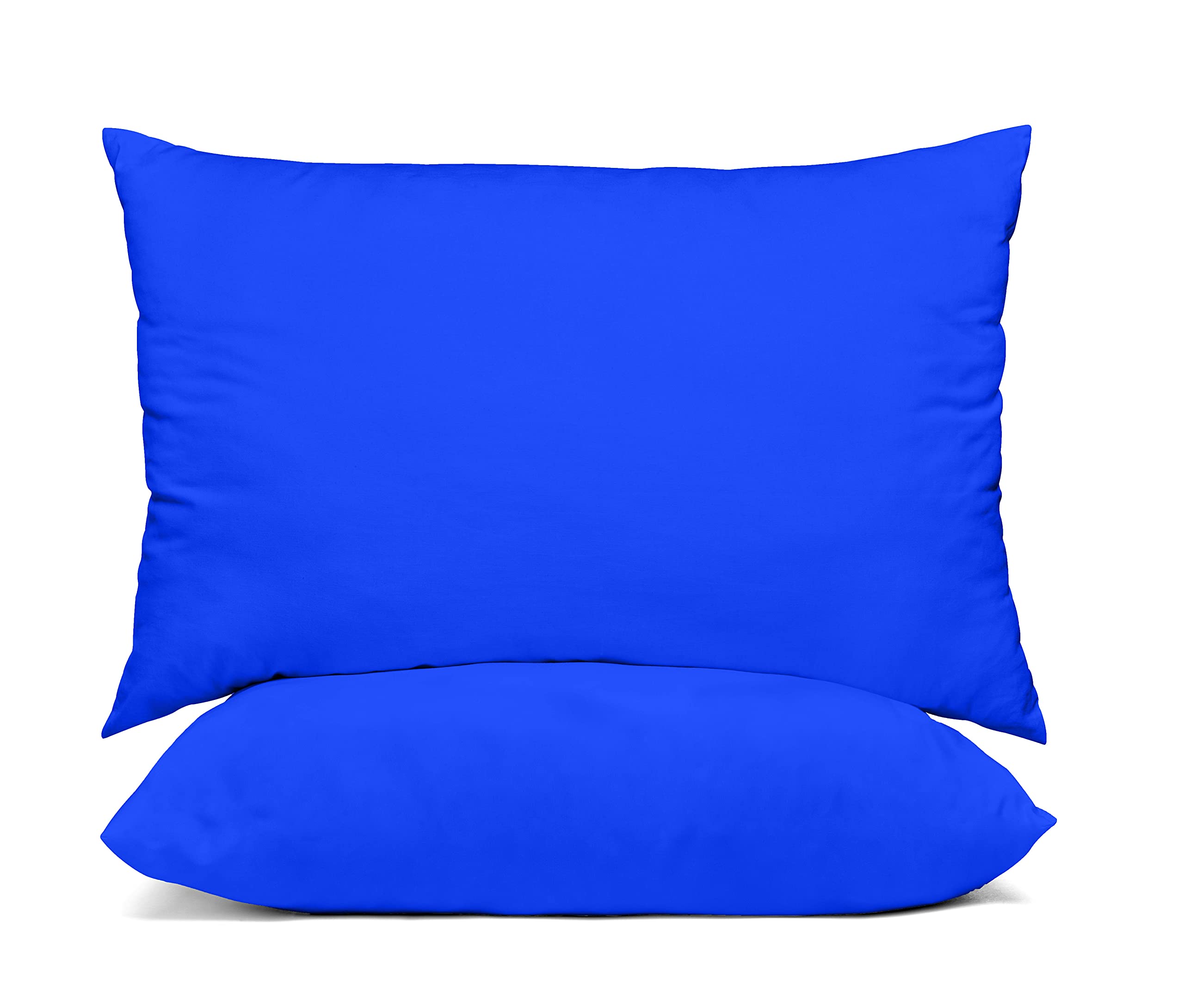 LUXURANGE Polycotton Plain Pillowcases, Pillowcase Double Pack of 2 Pillow Cover Standard Size 50 x 75 cm, Breathable, Stain and Wrinkle Resistant Envelope Pillowcase Cover - Royal Blue