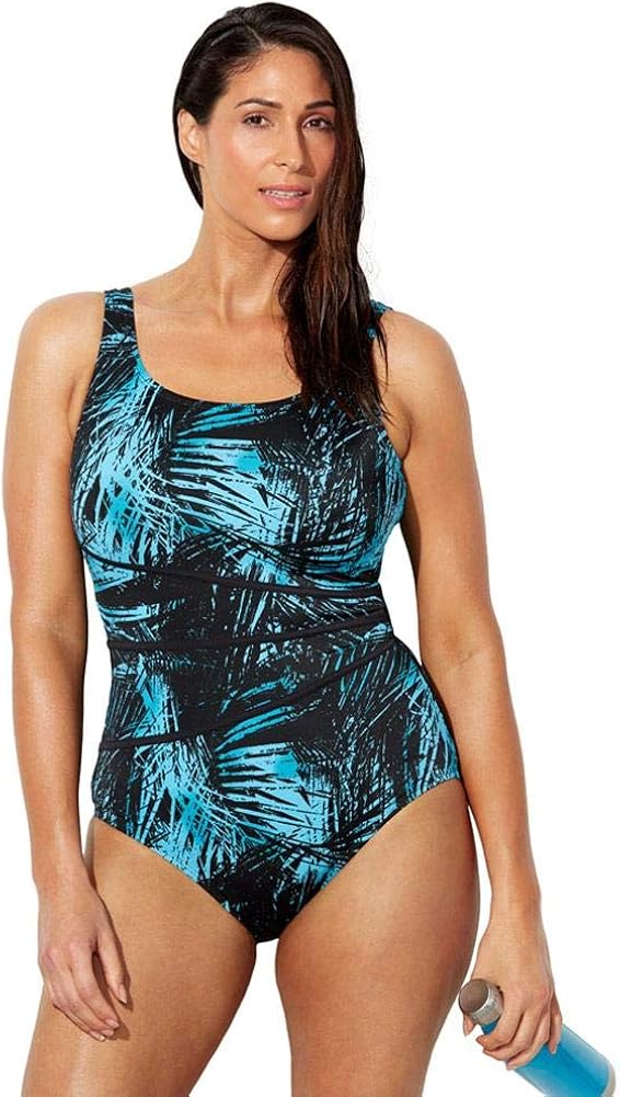 Swimsuits For All Women's Plus Size Chlorine Resistant Spliced Tank One