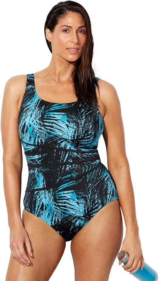 Swimsuits For All Women's Plus Size Chlorine Resistant Spliced Tank One Piece Swimsuit at Amazon 