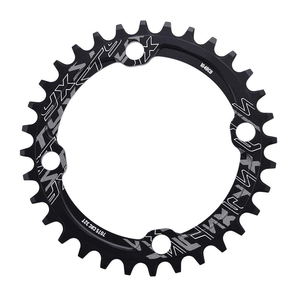 Moutain Bike Chainring Set, 32/34/36/38T BCD 104 Mountain Bike Steel Single Crank Chain Ring Repair Parts(32T-Black)