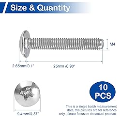 MroMax 10Pcs M4 x 25mm Truss Head Phillips Machine
