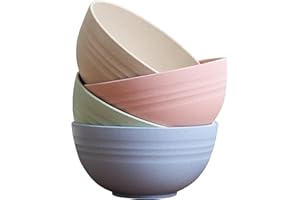 Unbreakable Cereal Bowls 24 OZ Reusable Wheat Straw Bowl Set of 4, Microwave & Dishwasher Safe, BPA Free Dinner Bowls for Ric