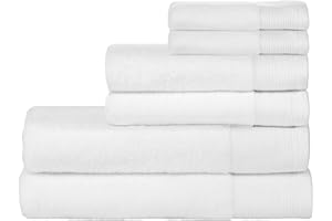 Nate Home by Nate Berkus 100% Cotton Terry 6-Piece Bath Towel Set | 2 Bath Towels, Hand Towels, and Washcloths, 608 GSM, Ultra Soft, Absorbent for Bathroom from mDesign - Set/6, Snow (White)