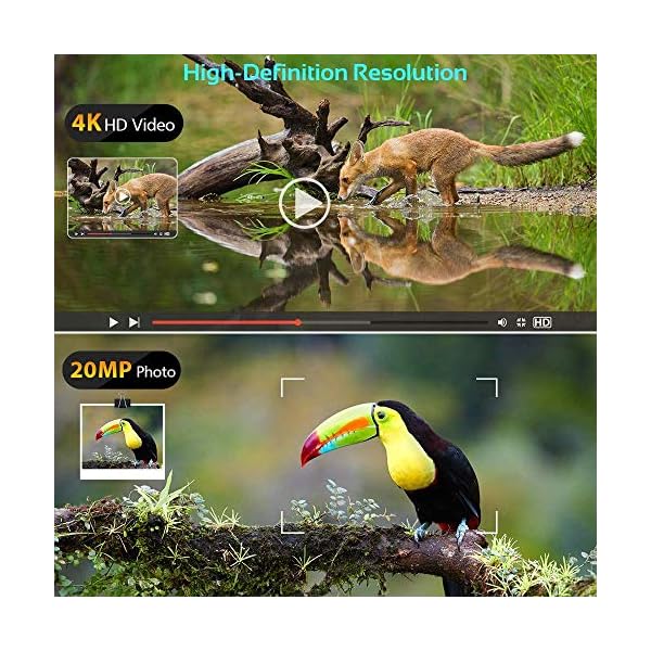 MKIU Wildkamera, 20mp 1080p Wireless Jagd Trail Kameras, 0,2s Auslösezeit Ip66 Wasserdichtes Design Für Home Outdoor… – Bild 4
