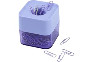 MultiBey New Two-Color Paper Clips in Elegant Magnetic Frosted Square Holder, 28mm, 130 per Box (Lilac)