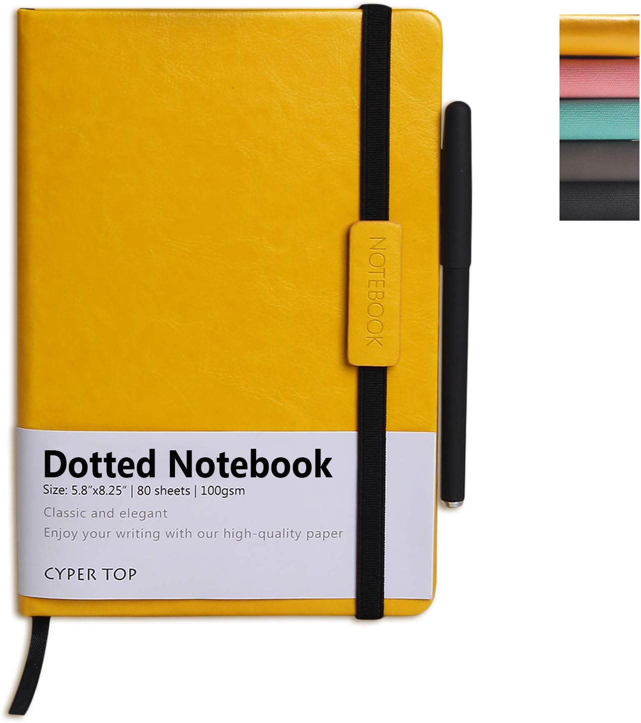 Hardcover Notebook Journal with Inner Pocket & Pen Loop, A5 (5.8 X 8.3inch), 160 Pages, Dotted, Yellow