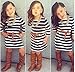 EGELEXY 2pcs Baby Girls Long Sleeve Striped Dress Kids Casual Clothes Outfits 4-5T Striped