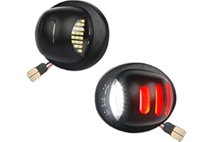 MbuyDIY LED License Plate Light Lamp Assembly with Red OLED Neon Tube Compatible with Ford F150 1990-2014, F250 F350 1999-2016, Ranger 1983-2011, Excursion Raptor Black housing 6000K White, Pack of 2