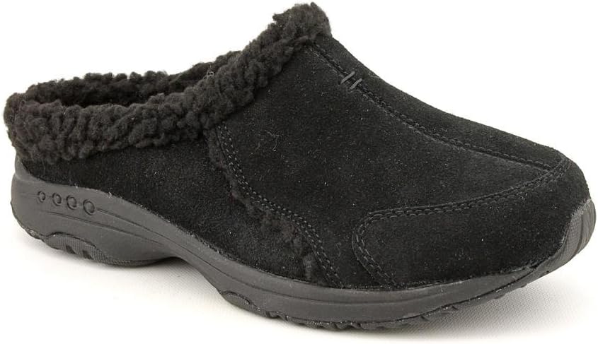 Easy Spirit Too Cute Womens Size 9 Black Wide Suede Mules Shoes