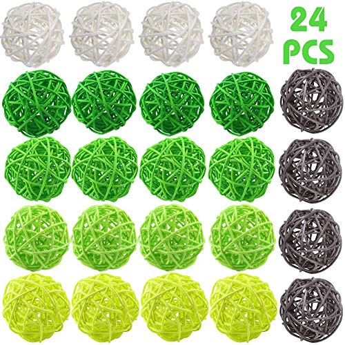 DomeStar Rattan Ball, 24PCS 2 Inch Wicker Ball Decorative Ball Orbs Vase Bowl Fillers