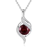 FANCIME Birthstone Necklace for Women Round Cubic Zirconia Necklace S925 Sterling Silver full Love Birthday Gifts for Mom Women