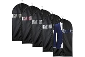 Foraineam 5 Pack 43 Inch Oxford Fabric Garment Bag Suit Cover Bags with Zipper and Transparent Window for Travel and Storage,