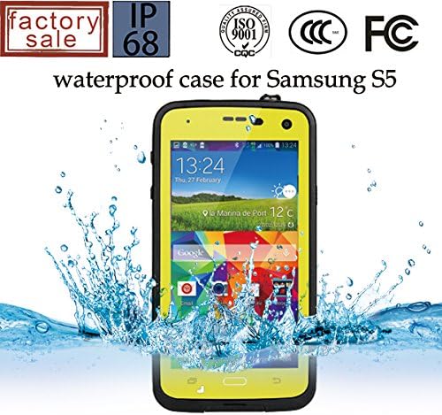 City View(TM) Waterproof Dustproof Snowproof Shockproof Hard Armor Protective Cover Case For Samsung Galaxy S5 I9600 with Stylus Pen (Yellow)