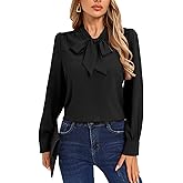 Kate Kasin Women's Bow Tie Neck Blouse 2026 Long Sleeve Work Shirt for Office Business Professional Dressy Casual Tops