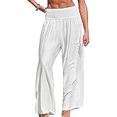 CUPSHE Women Swimsuit Cover Ups Pants High Waist Smokced Wide Leg Beach Vacation Outfits