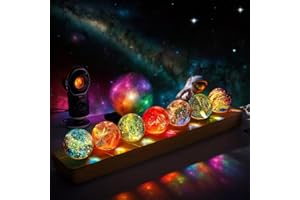 vskikris 40mm Crystal Quartz Stones 7 Chakra Natural Healing Spheres with LED Wooden Stand for Meditation Positive Energy Night Light Decoration Balls Set for Home
