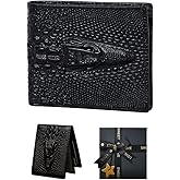 Real Leather Wallet for Mens, RFID Blocking with ID Window Slim Thin Stylish Unique Alligator Pattern Wallets in Gift Box For Mens Gift