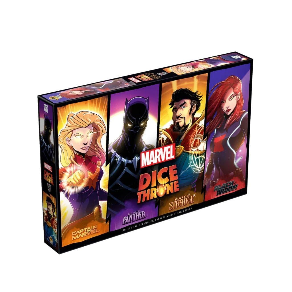 Lucky Duck Games - Marvel Dice Throne - Black Panther, Captain Marvel, Black Widow, Dr Strange, Strange, Strategy Game, Board Game, Ages 8+, 2-4 Players, 30 Minutes