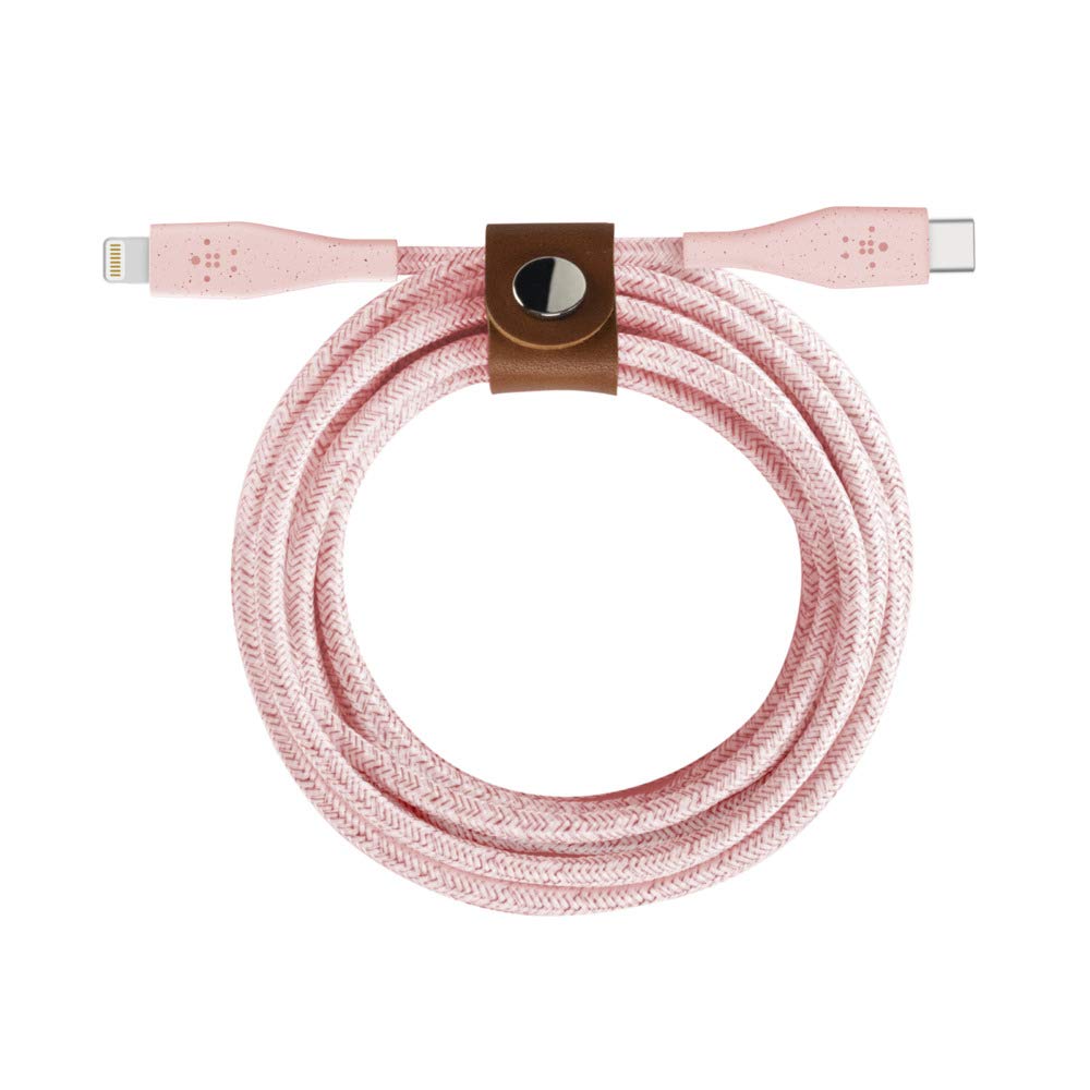 Belkin Boost Charge USB-C Cable with Lightning Connector + Strap (made with DuraTek) - USB-C to Lightning Cable for iPhone 13, 13 Pro, 13 Pro Max, 13 mini and Earlier Models, 4ft/1.2m - Pink