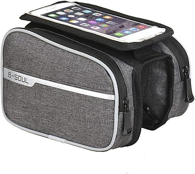 Kuandar Impermeabile Borsa Telaio Bici Borsa Da Manubrio Per Biciclette Con Touch Screen Grande Capacita Borse Biciclette Con Smartphone Fino A 6 2 Pollici Borsa Per Cellulare Gray Amazon It Sport E Tempo Libero