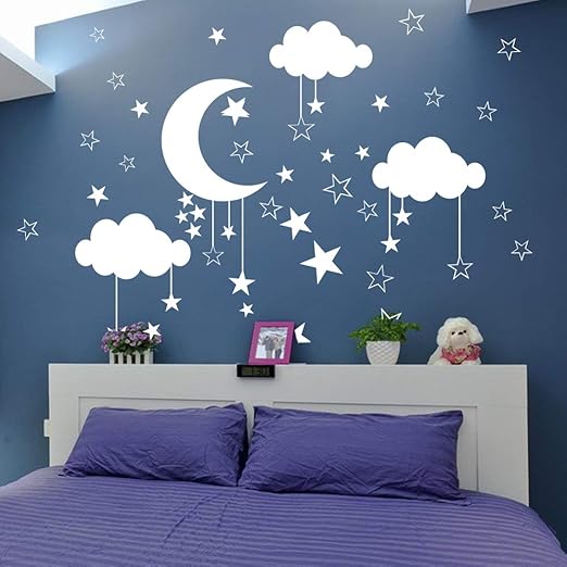Zzlfn3lv Cartoon Mondnebel Wandaufkleber Kinderzimmer Baby Kinderzimmer Naturraum Himmel Wandtattoo Kinderzimmer Schlafzimmer Vinyl Art Deco Amazon De Kuche Haushalt