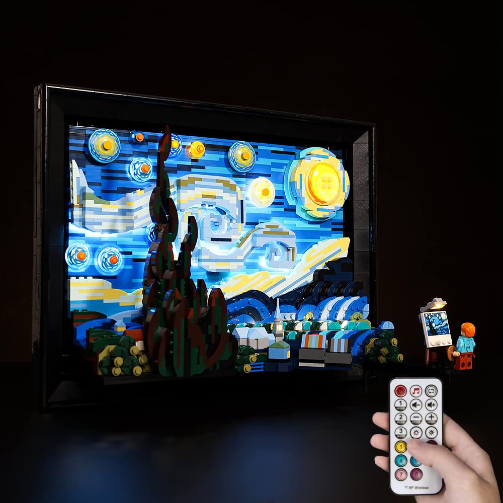 Kyglaring LED Lighting Kit Compatible with Lego Van Gogh's Starry Night Oil Painting 21333 Building Blocks, Remote Control Lighting Accessories for Lego 21333 Model Set (Not Include Models)