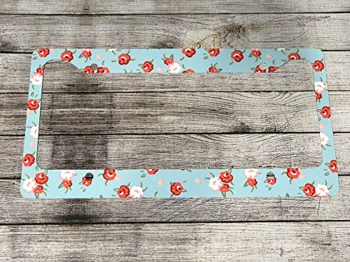 Aqua Vintage Inspired Rose License Plate Frame for Women